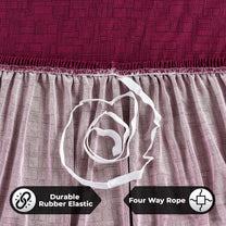 Sofa Cover Combo – 1 Pc 1 Seater, 1 Pc 2 Seater, and 1 Pc 3 Seater Elastic Stretchable in Wine Red Criss Cross Pattern by Story@Home