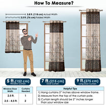 2 Pcs Brown Nature Abstract Print Polyester Window/Door Curtains