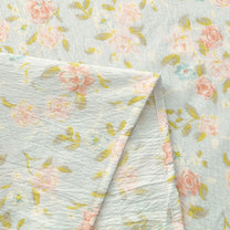 Story@home 300 TC Air Cotton Microfiber Light Blue & Peach King Size Floral Bedsheet with 2 Pillow Covers