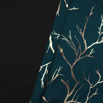 2 Pcs Blackout Foil Navy Blue & Copper Branches Window/Door/Semi Long Door/Long Door Curtains