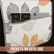 Sofa Throw Cover With Leaf Pattern In White & Grey For 1 | 2 | 3 | 4 Seater From Story@Home