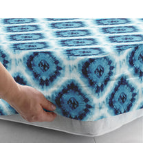 144 TC 100% Cotton Blue Queen Fitted Bedsheet