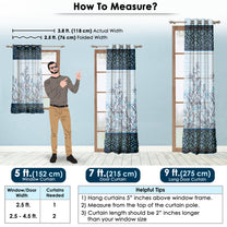 2 Pcs Blue Nature Abstract Print Polyester Window and Door Curtains