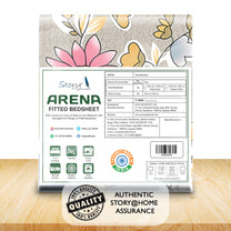 Arena 186 TC Beige Queen Size Fitted Bedsheet With 2 Pillow Cover