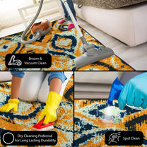 Ethnic Grunge Pattern Yellow & Blue Rustico Rug/Carpet