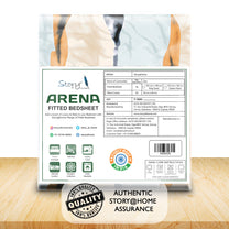 Arena 186 TC Grey & Cream Queen Size Fitted Bedsheet With 2 Pillow Cover