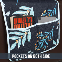 Sofa Throw Cover With Floral & Chevron Pattern In Navy Blue & Sky Blue  For 1 | 2 | 3 | 4 Seater From Story@Home