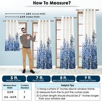 2 Pcs 300GSM Blue Bohemian Cotton Canvas Curtain Window/Door/Semi Long Door/Long Door Curtains