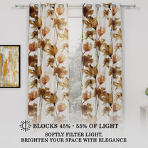 2 Pcs Brown Nature Floral Print Polyester Window / Door Curtains