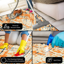 Ethnic Grunge Pattern White & Yellow Rustico Rug/Carpet