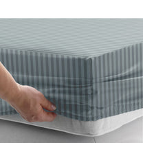 Story@Home 300 TC Dark Grey Microfiber Fitted Bedsheet with 2 Pillow Covers
