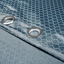 2 Pcs 400 GSM Navy Blue & White Azurio Jacquard Polyester Window / Door / Semi Long Door/ Long Door Curtains