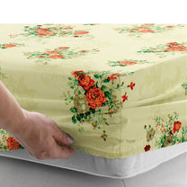 144 TC 100% Cotton Cream Queen Fitted Bedsheet