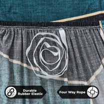 Sofa Cover Combo – 1 Pc 1 Seater, 1 Pc 2 Seater, and 1 Pc 3 Seater Elastic Stretchable in Navy Blue & Black Abstract Pattern by Story@Home