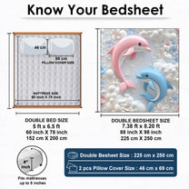 Story@Home Treedee 240 TC Pink & Blue Double Size Dolphins Bedsheet With 2 Pillow Cover