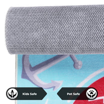 Story@Home Sky Blue Sea Pirate Design Printed Carpet With Anti-Skid Back For Kids