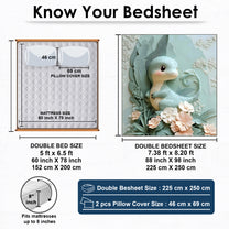 Story@Home Treedee 240 TC Light Green Double Size Dinosaur Bedsheet With 2 Pillow Cover