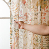 2 Pcs Cream & Orange Sheer Window / Door / Semi Long Door/ Long Door Curtains