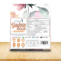 Story@home 240 TC Talespun Gold Microfiber White & Pink King Size Floral Bedsheet with 2 Pillow Covers
