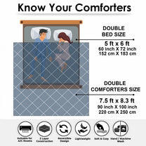 180 GSM Blue Hexagon Microfiber Fusion Reversible Double Comforter