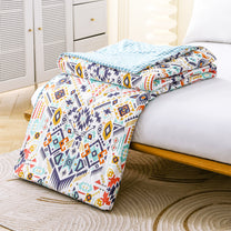 240 GSM White Aztec Boho Microfiber Reversible Double Comforter