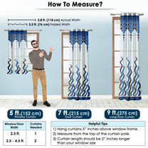 2 Pcs Sky Blue & Blue Nature Abstract Print Polyester Window,Door & Long Door Curtains