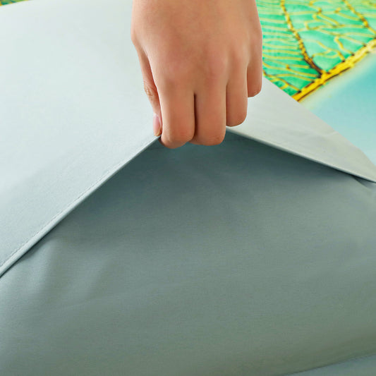 Story@home 300 TC Talespun Microfiber Green & Yellow King Size Abstract Bedsheet with 2 Pillow Covers