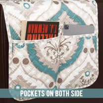 Sofa Throw Cover With Motif & Paisley Pattern In Ivory & Ocean Green For 1 | 2 | 3 | 4 Seater From Story@Home