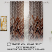 2 Pcs Brown Nature Abstract Print Polyester Window & Door Curtains