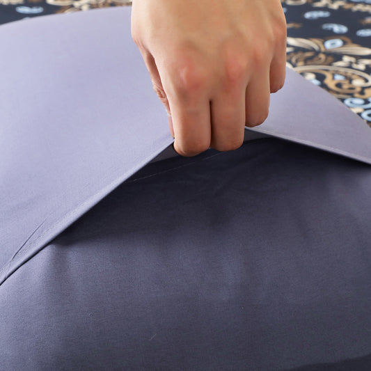 Story@home 300 TC Talespun Microfiber Dark Blue & Beige King Size Ethnic Bedsheet with 2 Pillow Covers