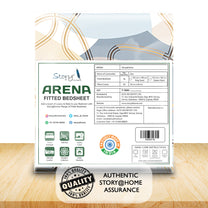 Arena 186 TC Cream & Grey Queen Size Fitted Bedsheet With 2 Pillow Cover