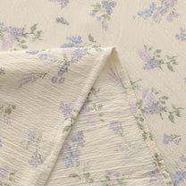 Story@home 300 TC Air Cotton Microfiber White & Purple King Size Floral Bedsheet with 2 Pillow Covers