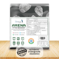 Arena 186 TC Grey Queen Size Fitted Bedsheet With 2 Pillow Cover