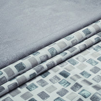 2 Pcs 250 GSM Blue & Grey Topaz Polyester Window / Door / Semi Long Door/ Long Door Curtains