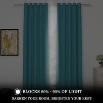 2 Pcs Ocean Blue Blackout Faux Silk Room Darkening Window/Door/Semi Long Door/Long Door Curtains