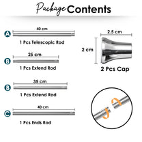 Story@Home Metallic Chrome Extendable Shower Curtain Tension Rod Non-Drilling Anti-Skid Spring Pull Rod