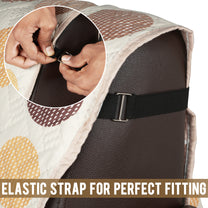 Sofa Throw Cover Combo – 2 Pcs 1 Seater and 1 Pc 3 Seater Beige & White Geometric & Stripes Pattern with Pocket by Story@Home