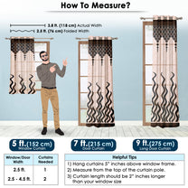 2 Pcs Brown & Beige Nature Abstract Print Polyester Window,Door & Long Door Curtains