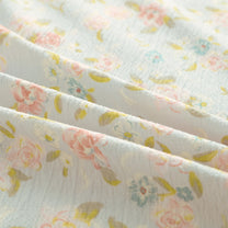 Story@home 300 TC Air Cotton Microfiber Light Blue & Peach King Size Floral Bedsheet with 2 Pillow Covers