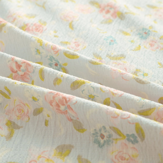 Story@home 240 TC Air Cotton Microfiber Light Blue & Peach King Size Floral Bedsheet with 2 Pillow Covers