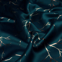 2 Pcs Blackout Foil Navy Blue & Copper Branches Window/Door/Semi Long Door/Long Door Curtains