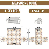 Sofa Throw Cover Combo – 2 Pcs 1 Seater and 1 Pc 3 Seater Beige & White Geometric & Stripes Pattern with Pocket by Story@Home