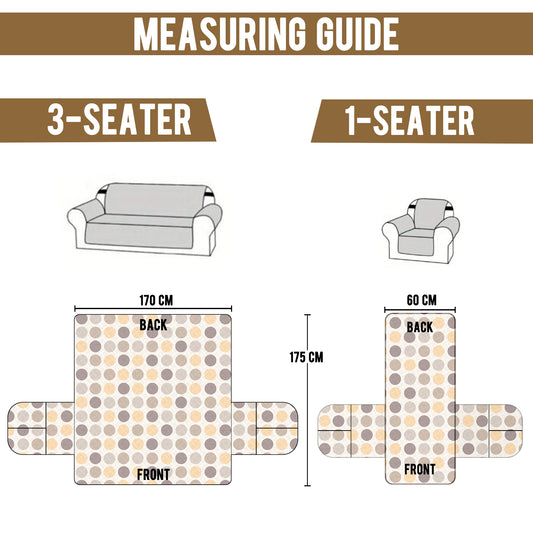 Sofa Throw Cover Combo – 2 Pcs 1 Seater and 1 Pc 3 Seater Beige & White Geometric & Stripes Pattern with Pocket by Story@Home
