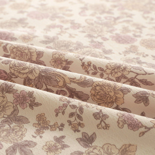 Story@home 240 TC Air Cotton Microfiber Light Purple & Off White King Size Floral Bedsheet with 2 Pillow Covers