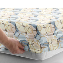 Arena 186 TC Cream & Grey Queen Size Fitted Bedsheet With 2 Pillow Cover