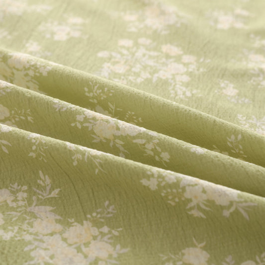Story@home 240 TC Air Cotton Microfiber Green & White King Size Floral Bedsheet with 2 Pillow Covers