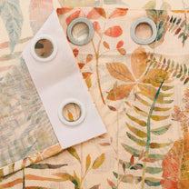 2 Pcs Cream & Orange Sheer Window / Door / Semi Long Door/ Long Door Curtains