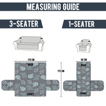 Sofa Throw Cover Combo – 2 Pcs 1 Seater and 1 Pc 3 Seater Navy Blue & Sky Blue Floral & Chevron Pattern with Pocket by Story@Home