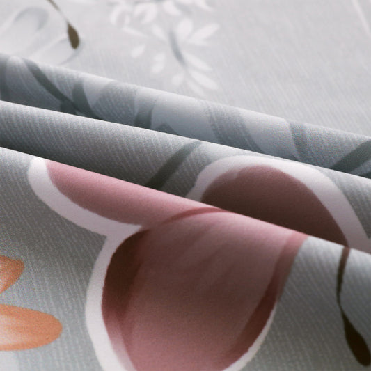 Story@home 300 TC Talespun Microfiber Light Grey & Blue King Size Butterfly Bedsheet with 2 Pillow Covers