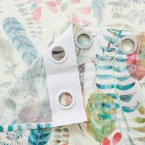 2 Pcs White & Green Sheer Window / Door / Semi Long Door/ Long Door Curtains